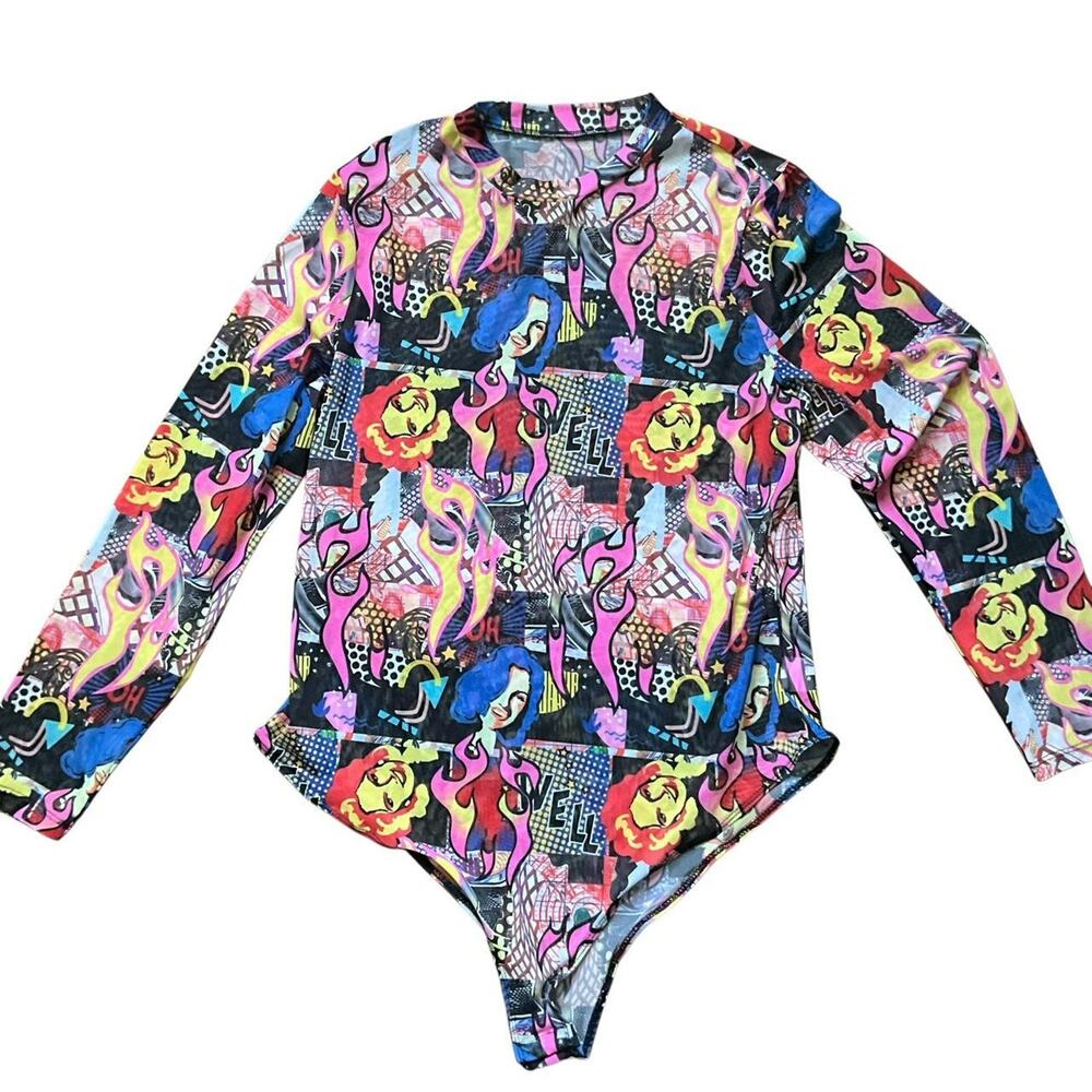 SHEIN Curve Pop Art Collage Bodysuit: Modern
